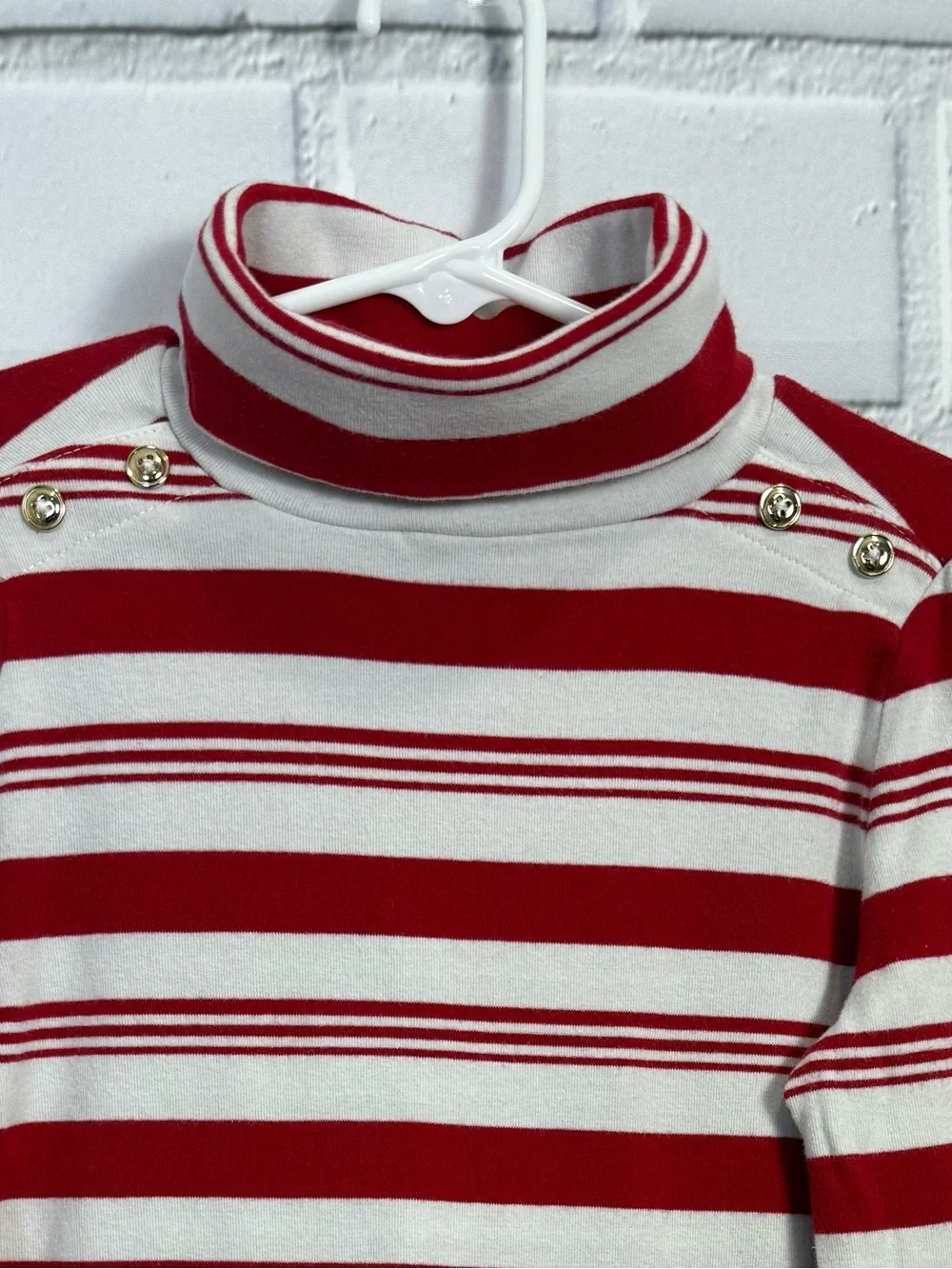 Gymboree Girls Red White Striped Turtleneck Top Size 7 Nautical Preppy